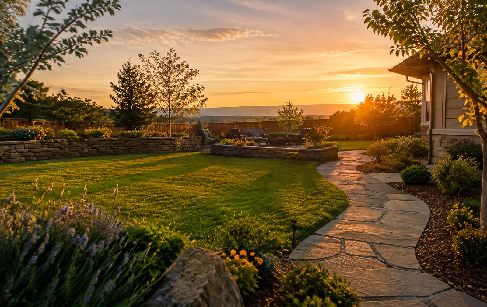 Landscaped backyard